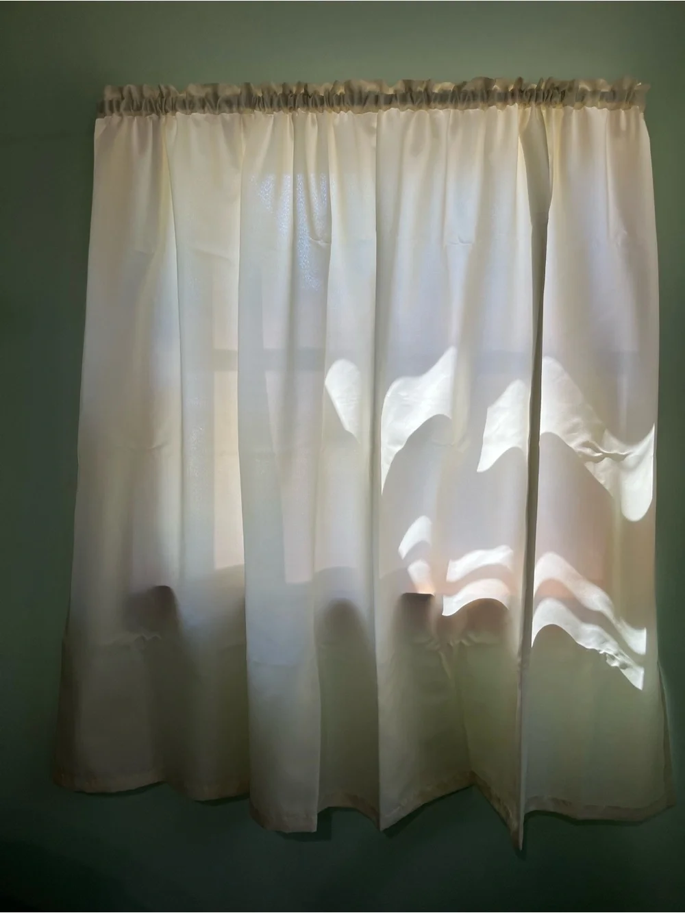 Two Cream Rod-Pocket Window Curtain Panel- 50 inch length